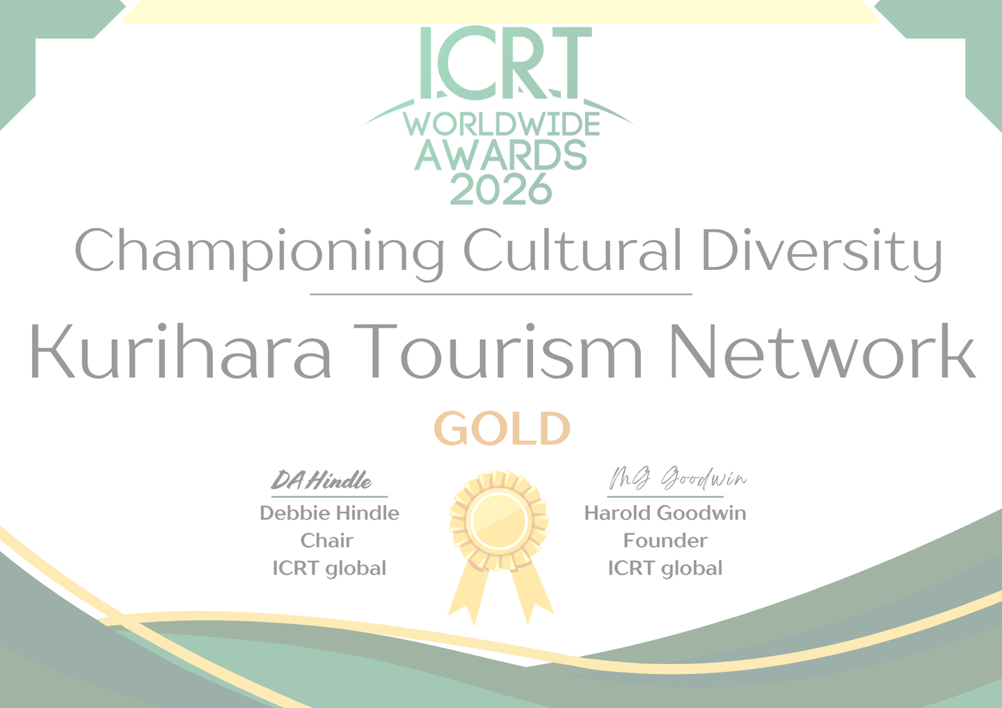 Responsible Tourism Awards Worldwide 2026 GOLD
